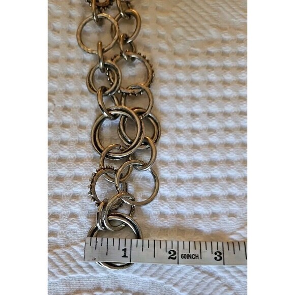 Chico’s Chunky Long Silvertone Circle necklace EUC - Picture 6 of 6